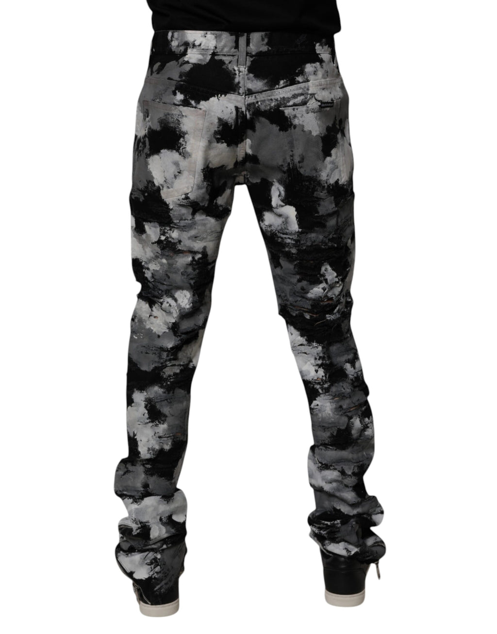 Multicolor Camouflage Tattered Skinny Denim Jeans