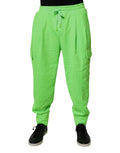 Neon Green Cargo Jogger Men Sweatpants Pants