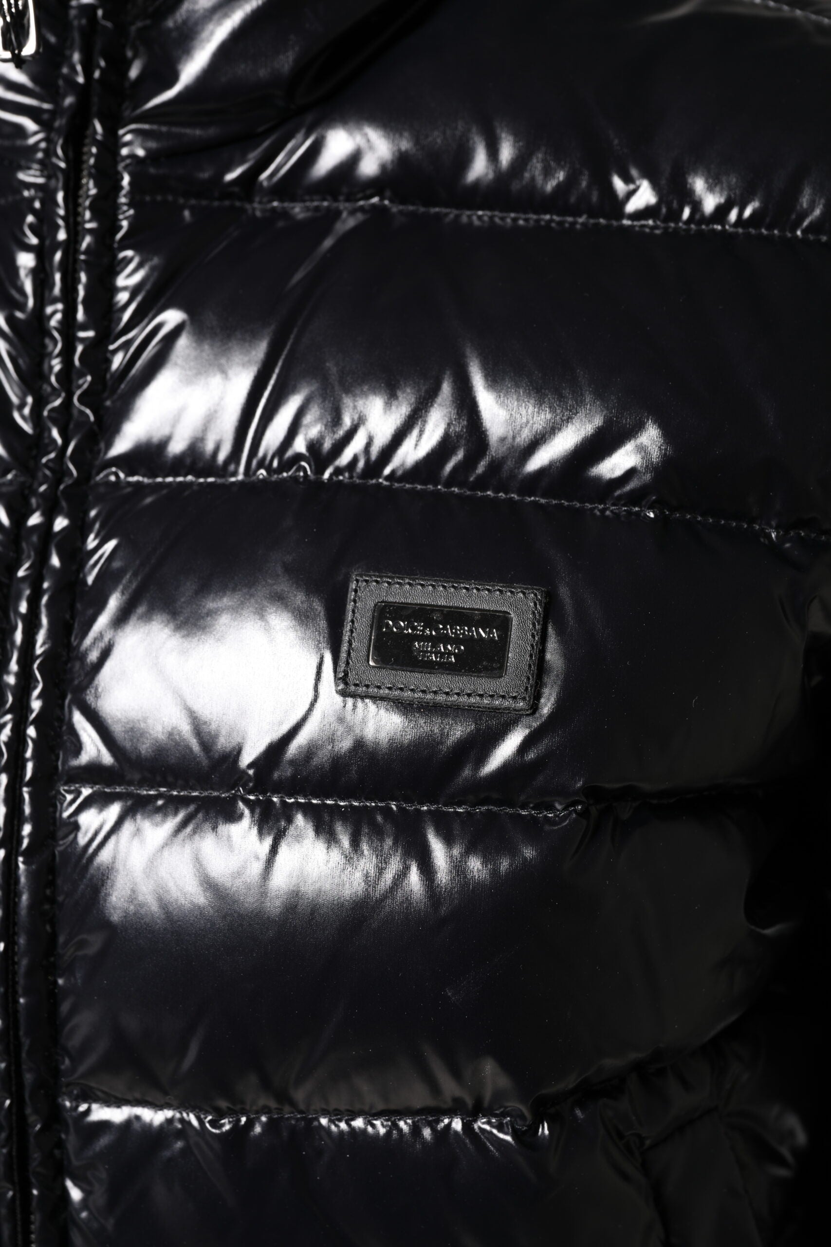 Black Logo Plaque Full Zip Puffer Jacket