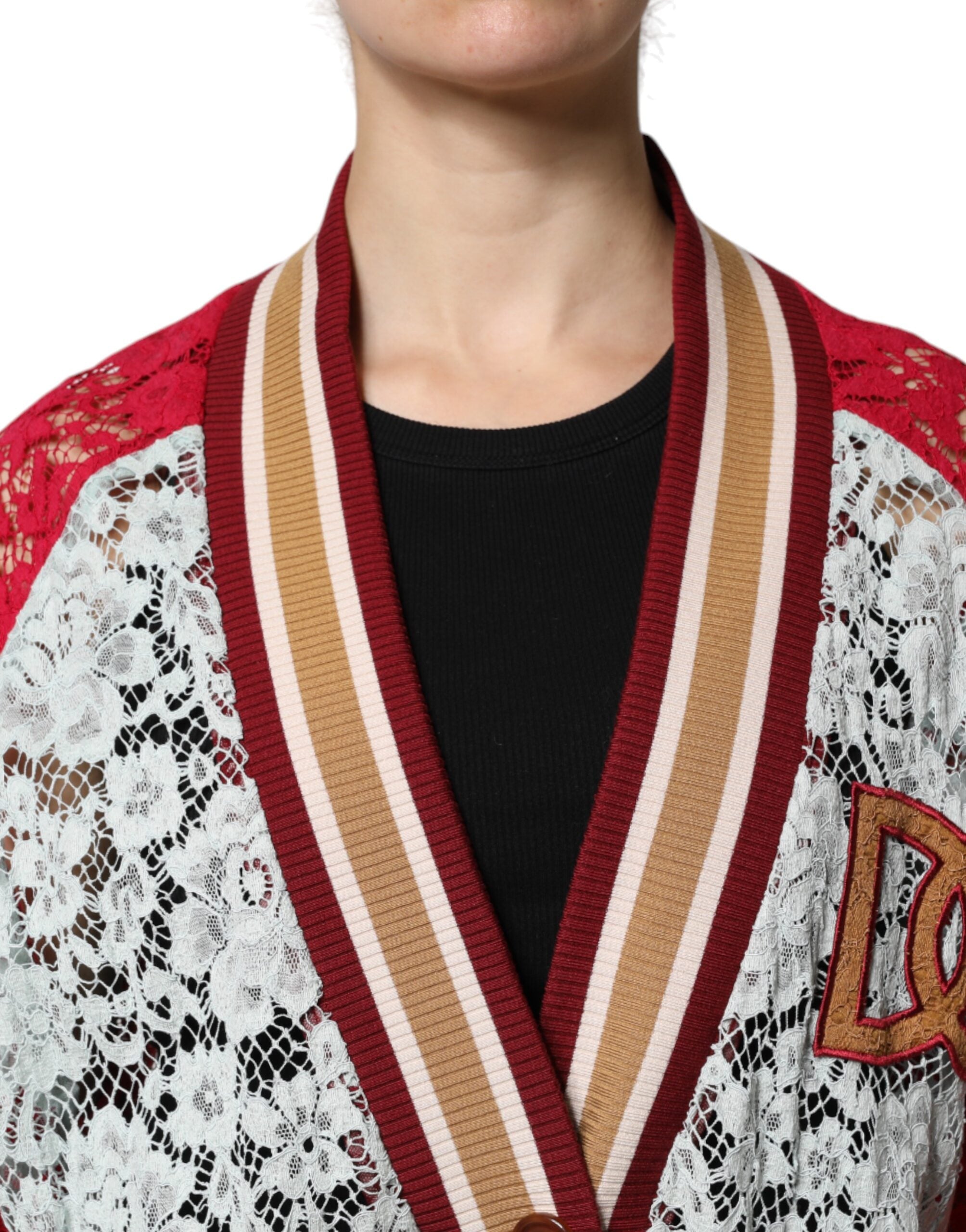 Multicolor Floral Lace Cardigan Sweater