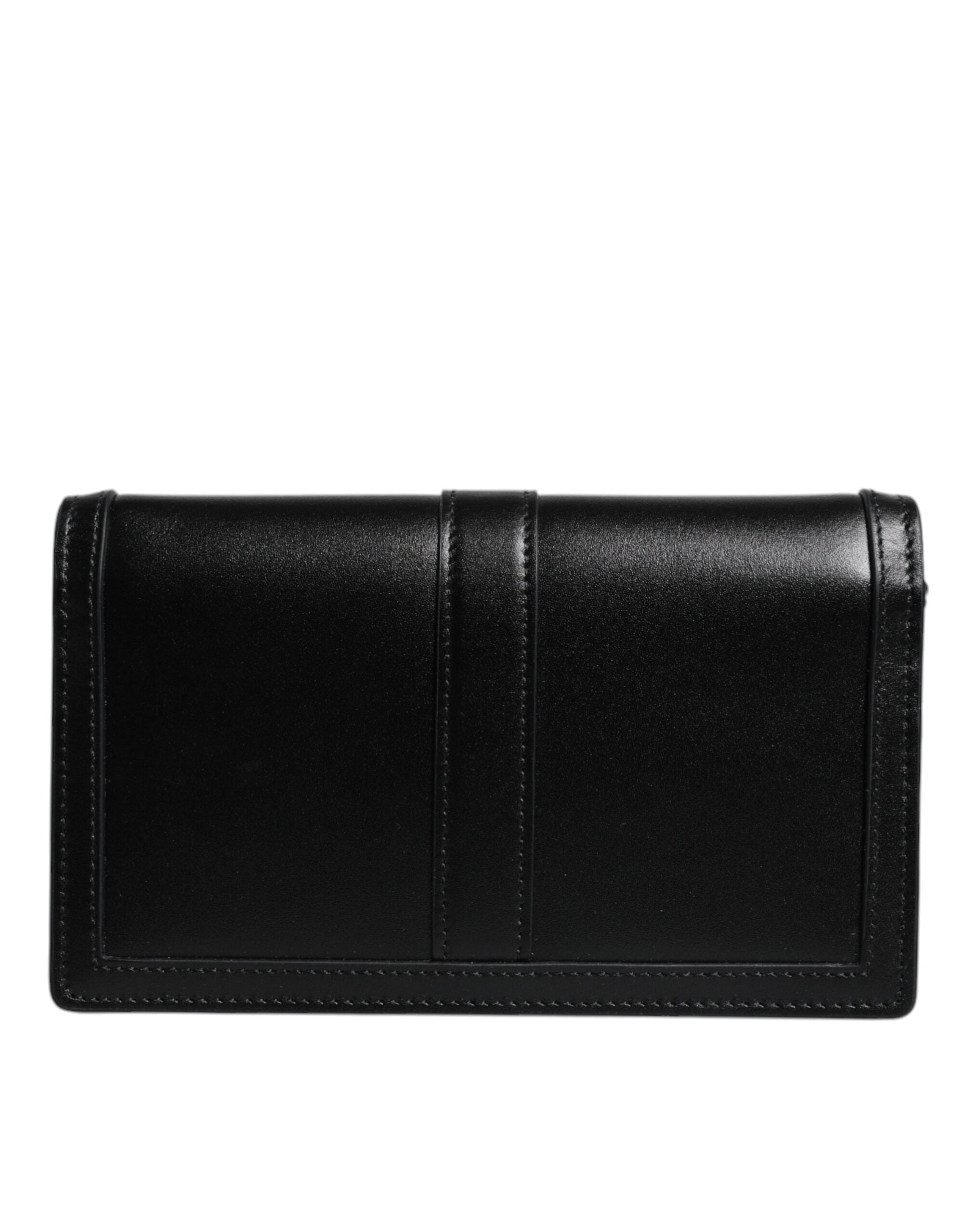 Black Calfskin Leather Chain Strap Shoulder Crossbody Bag