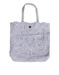 White Cordonetto Lace Beatrice Tote Shopping Bag