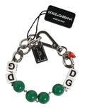 Silver Tone Brass Bead Dice Logo Embellish Charm Bracelet