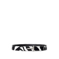 Black And White Leather Regular Belt