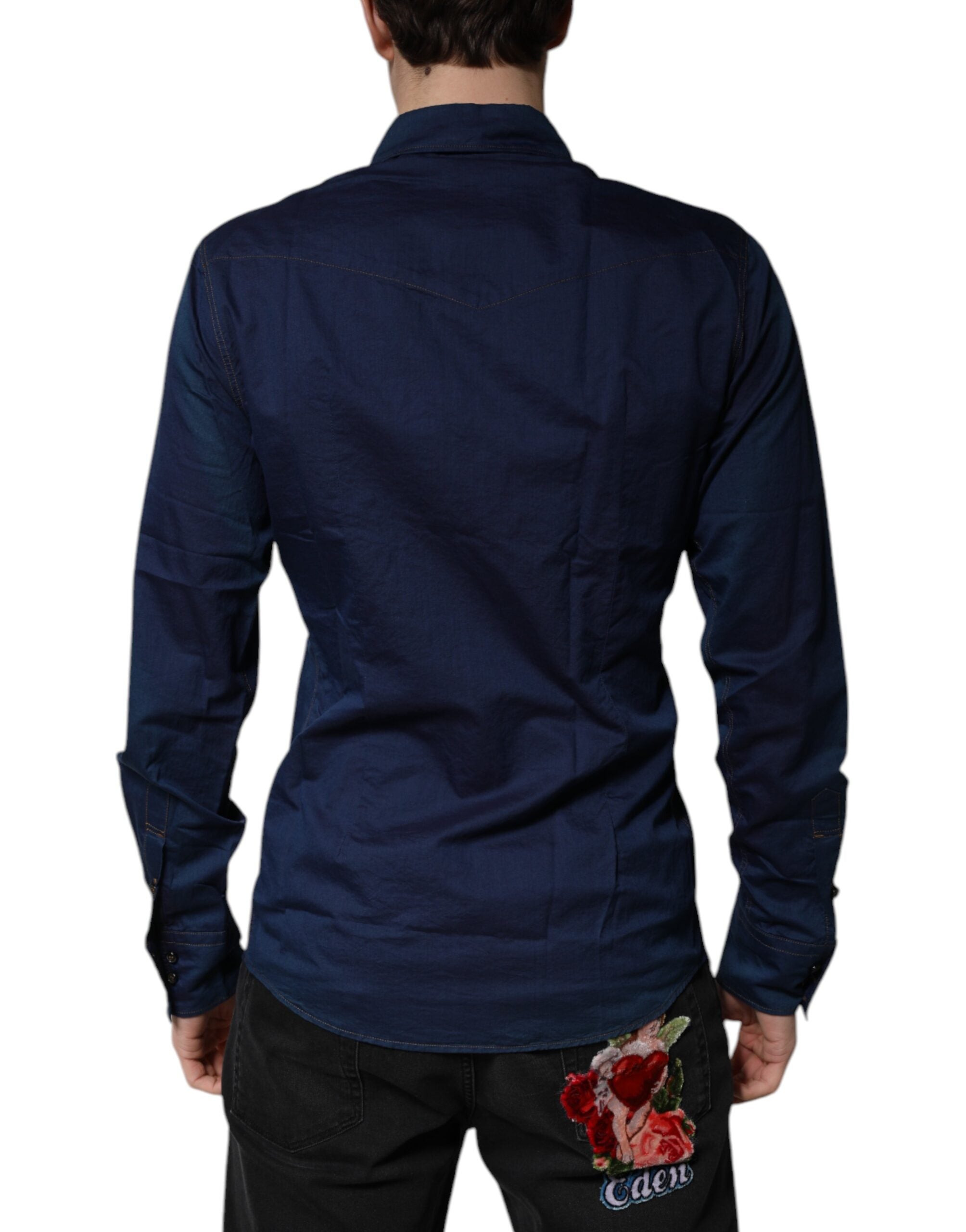 Dark Blue Cotton GOLD Dress Formal Shirt