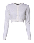 Cream Cashmere Knit Cropped Cardigan Sweater