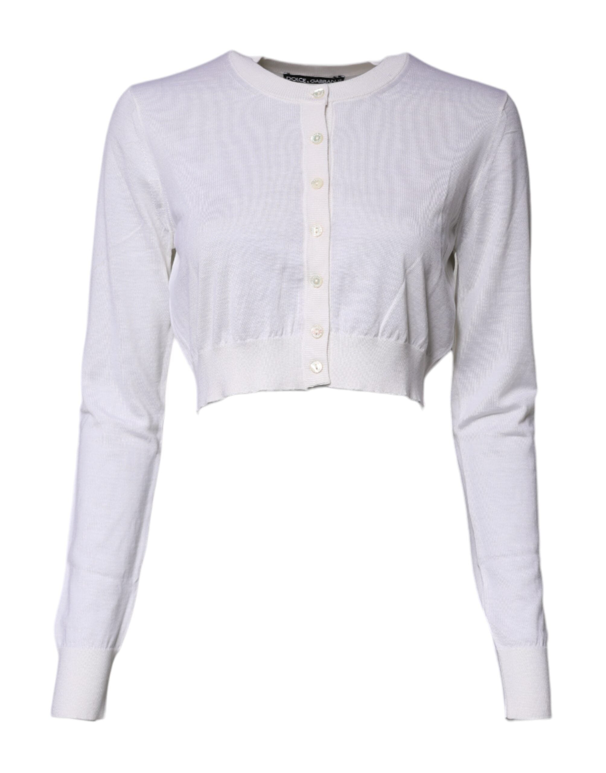 Cream Cashmere Knit Cropped Cardigan Sweater