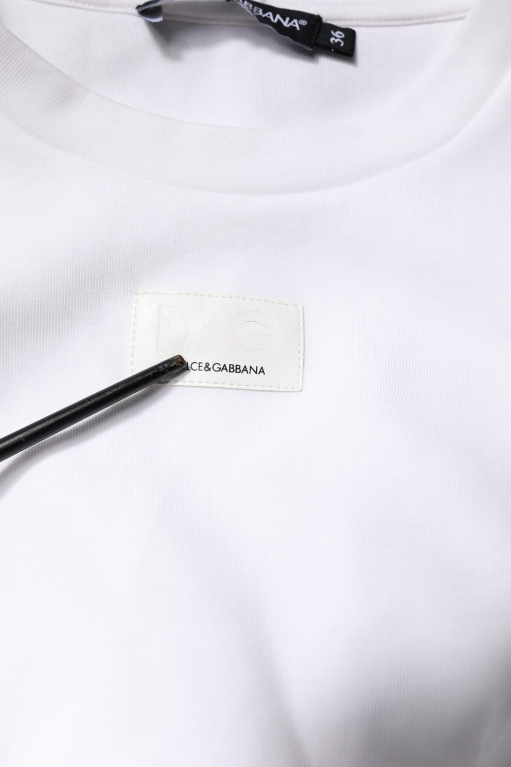 White Cotton Blend 3/4 Sleeves Blouse Top