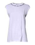 White Cotton Sleeveless Printed Tank T-shirt