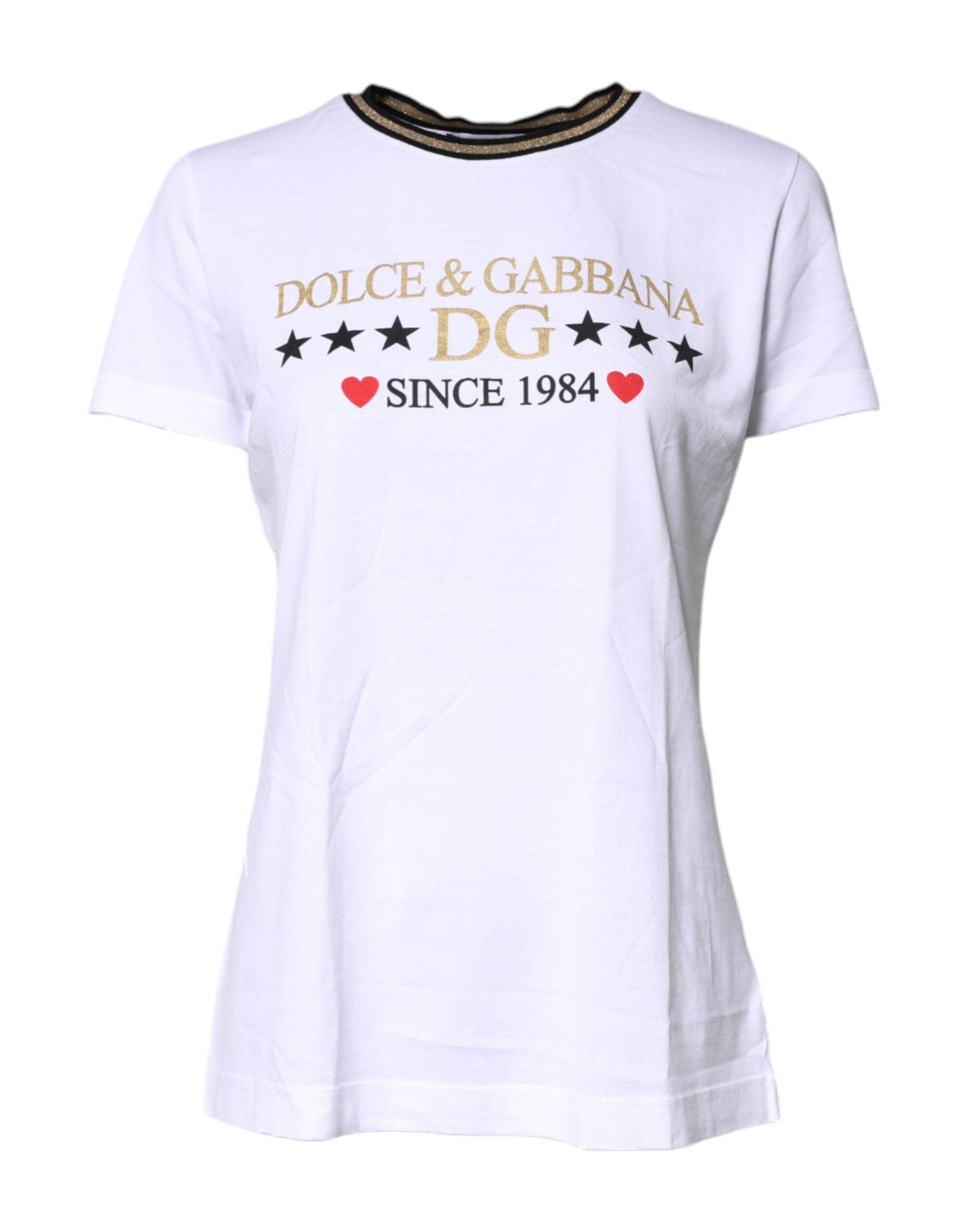 White Printed Round Neck Top Cotton T-shirt
