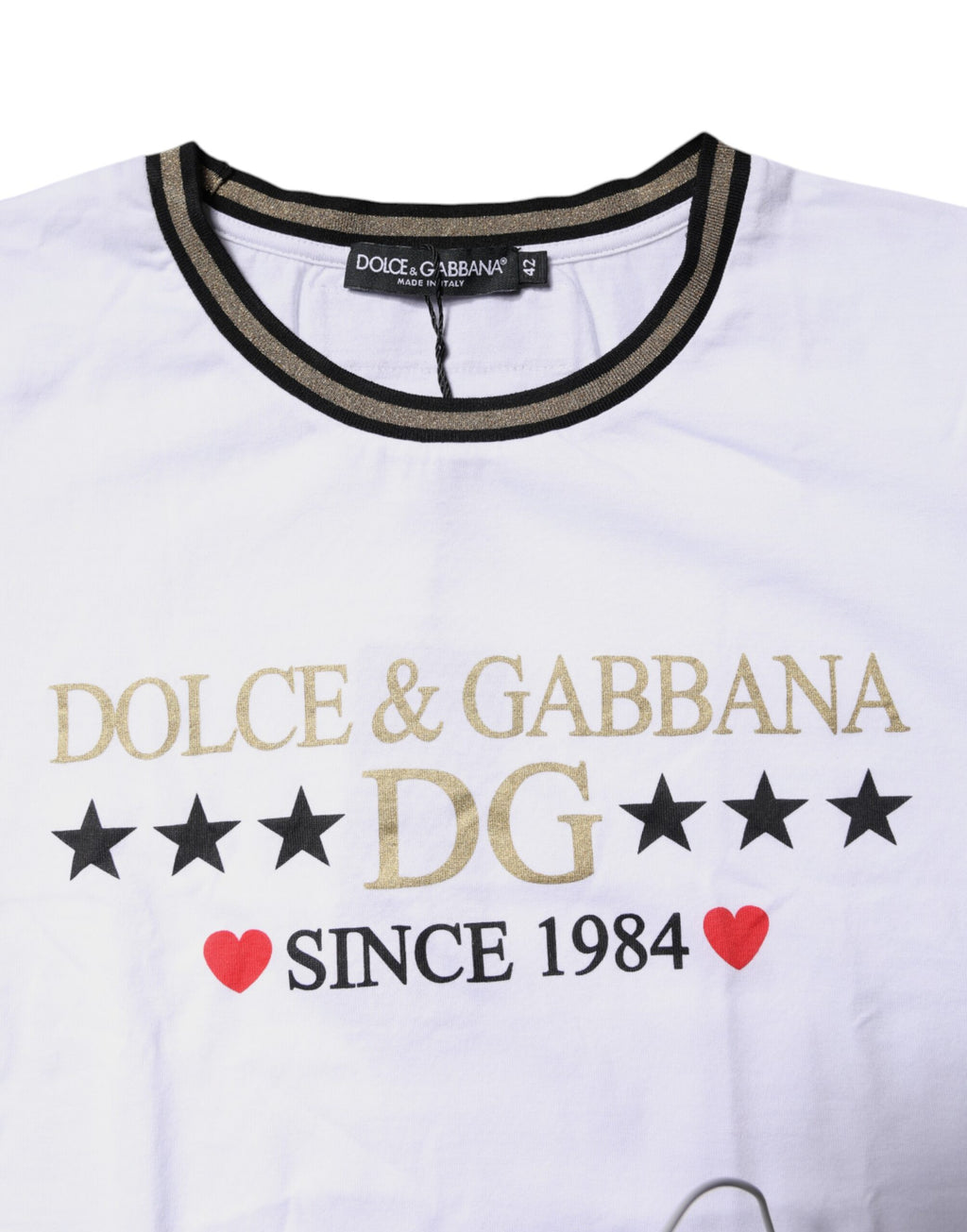 White Printed Round Neck Top Cotton T-shirt