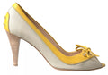Yellow Off White Peep Toe Heels Pumps Shoes