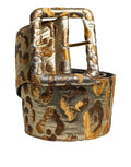 Gold Spotted Jacquard Fabric Wide Waist Belt