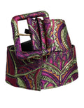Multicolor Floral Jacquard Wide Waist Belt