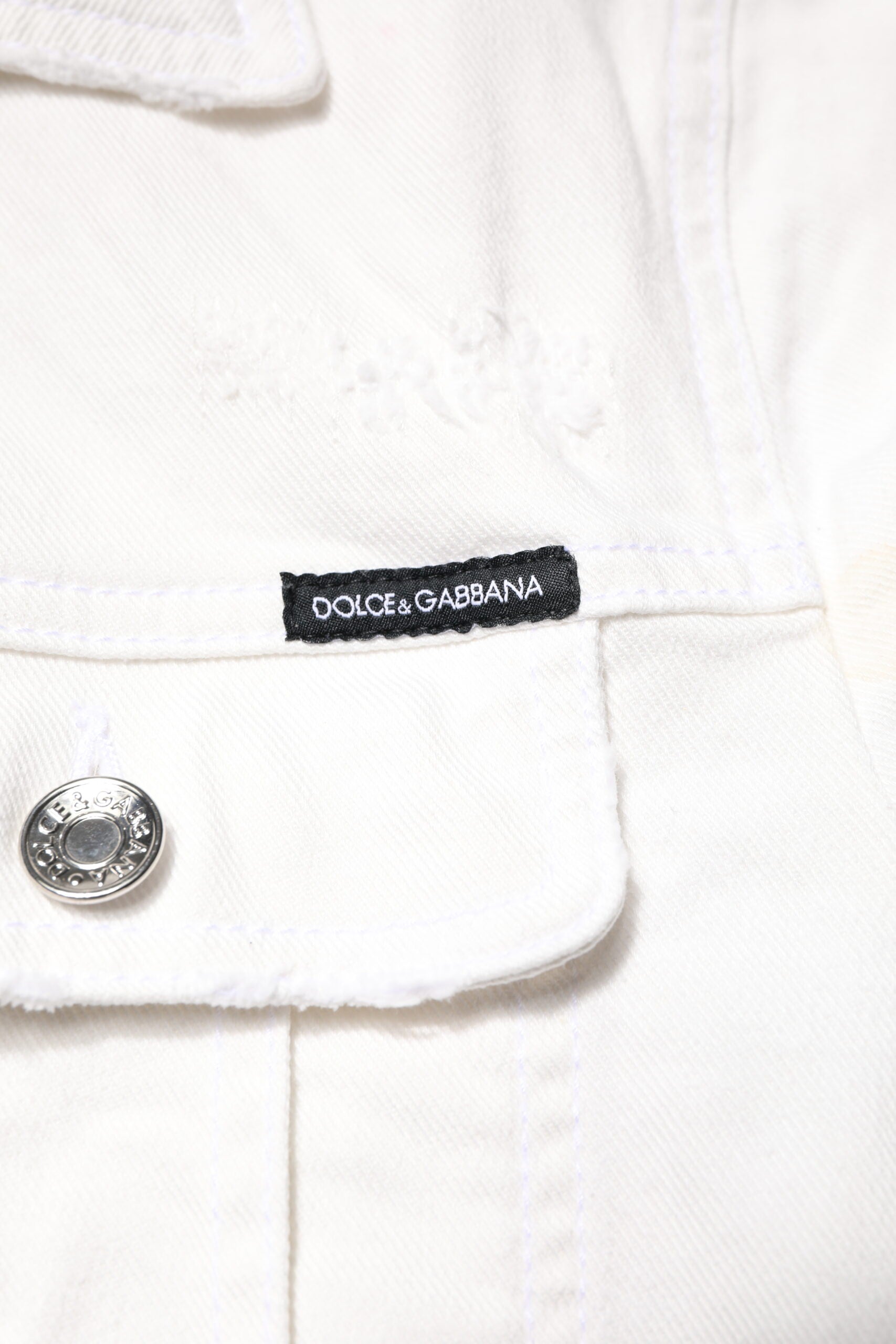 White Graffiti Cotton Stretch Denim Jacket