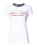 White Graphic Print Cotton Crew Neck T-shirt