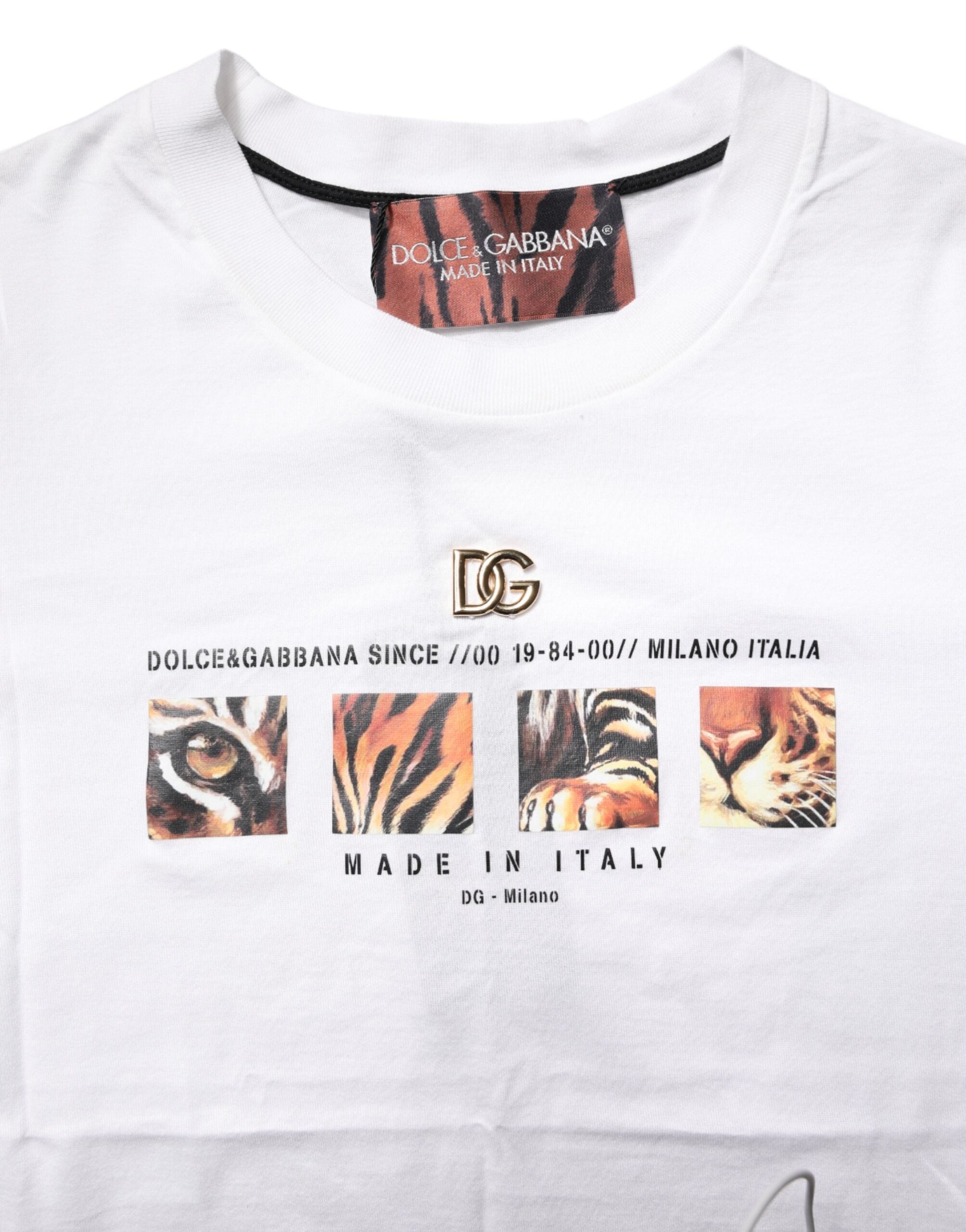 White Cotton Graphic Print Crew Neck T-shirt