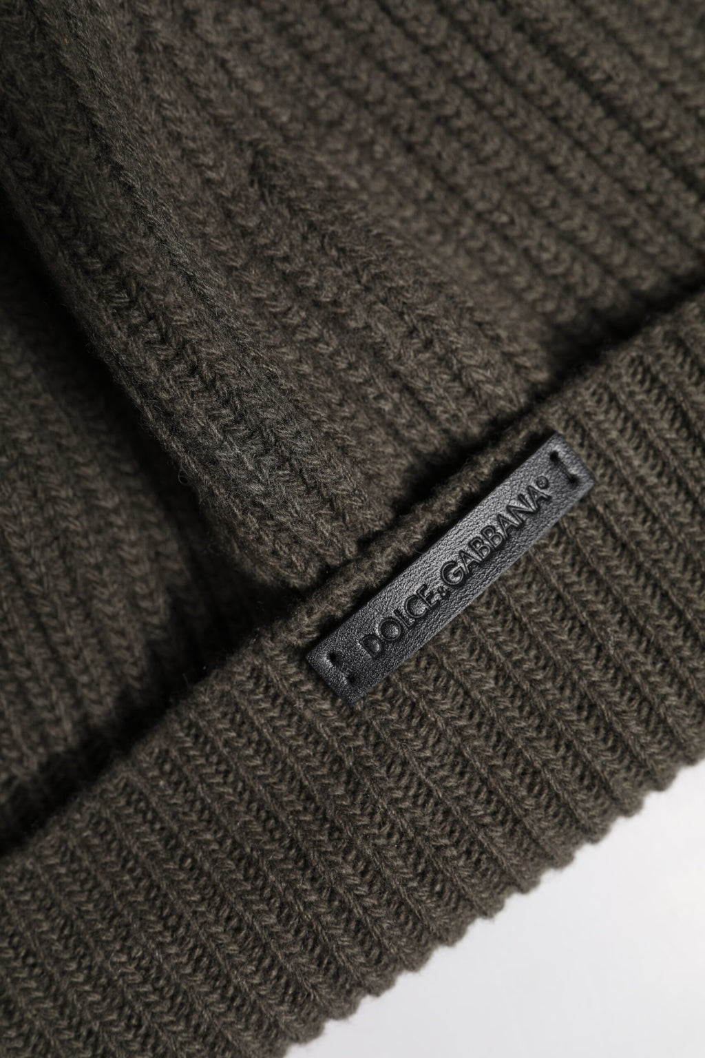 Green Wool DG Plaque Knitted Winter Beanie Hat