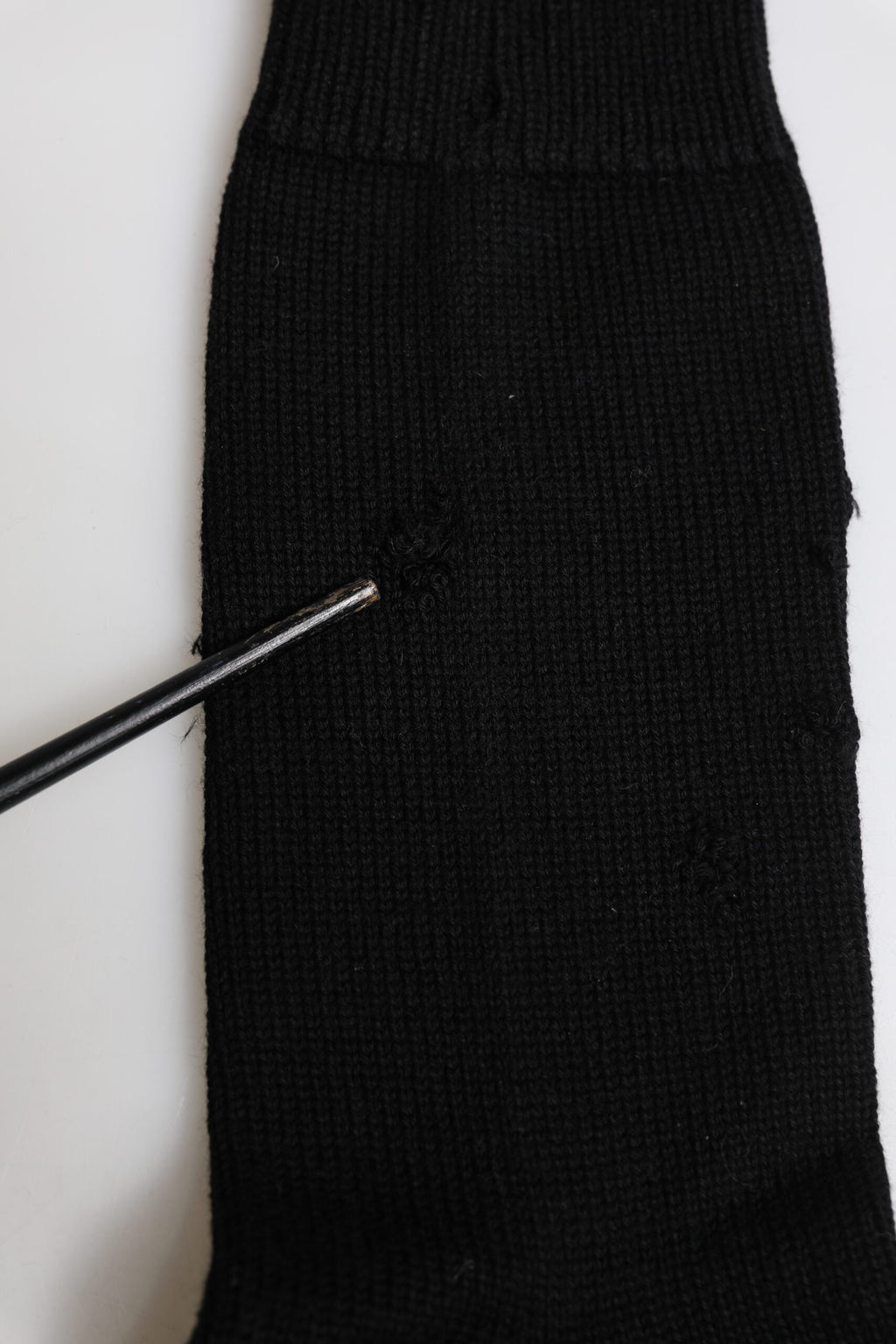 Black Solid Stretch Mid Calf Men Socks