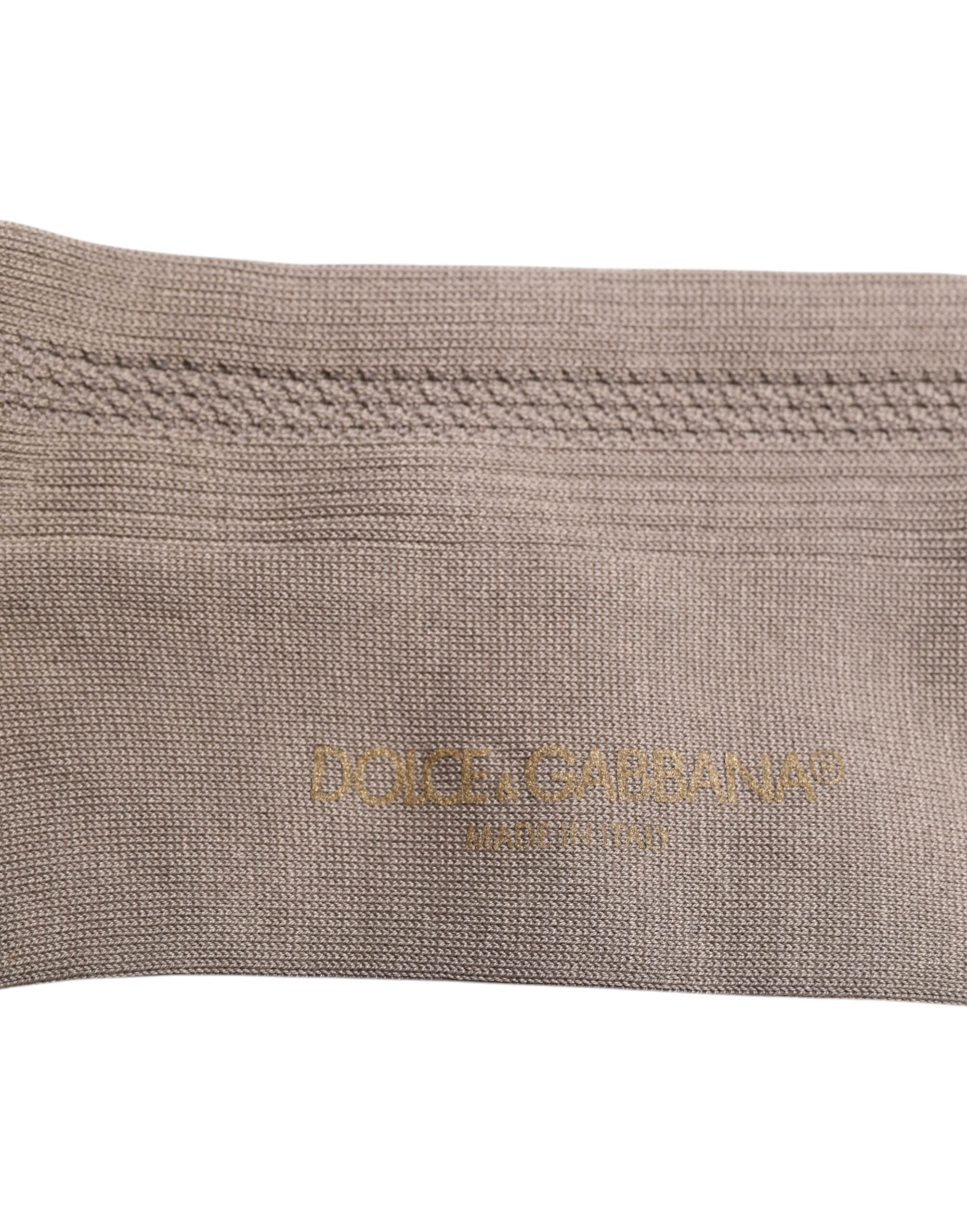 Brown Cotton Stretch Logo Over Calf Socks
