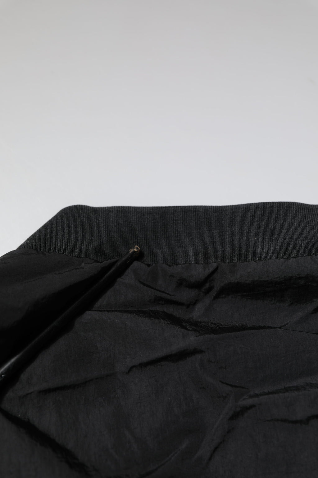 Black Nylon Logo Full Zip Bomber Jacket