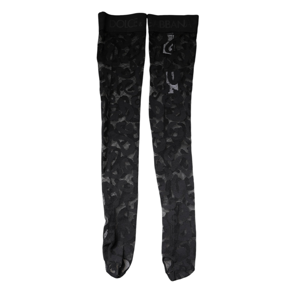 Black Floral Lace Cotton Stretch Stockings Socks