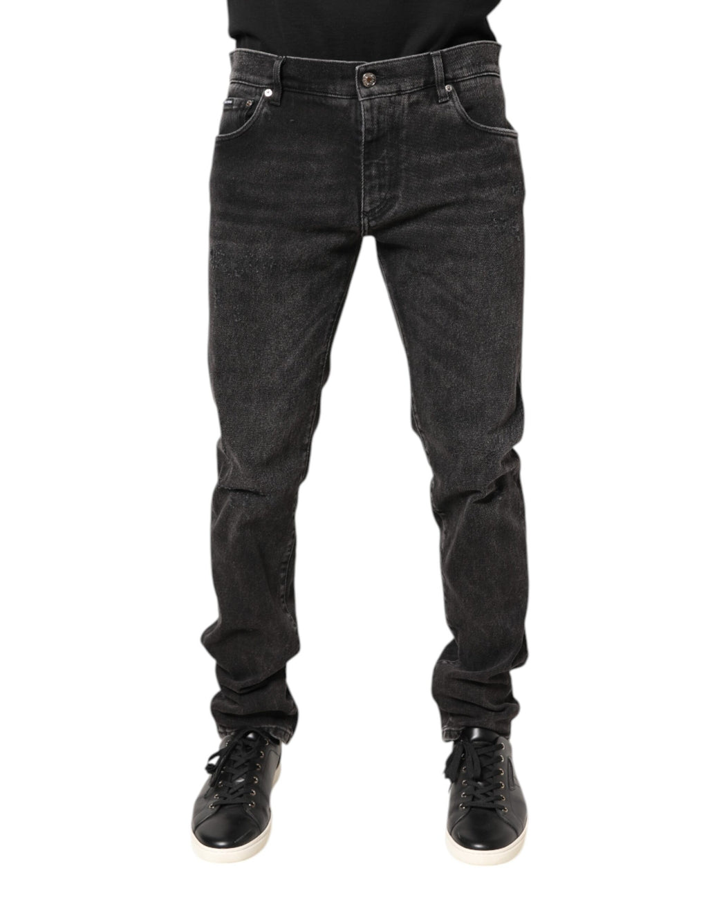 Gray Washed Cotton Skinny Denim Jeans
