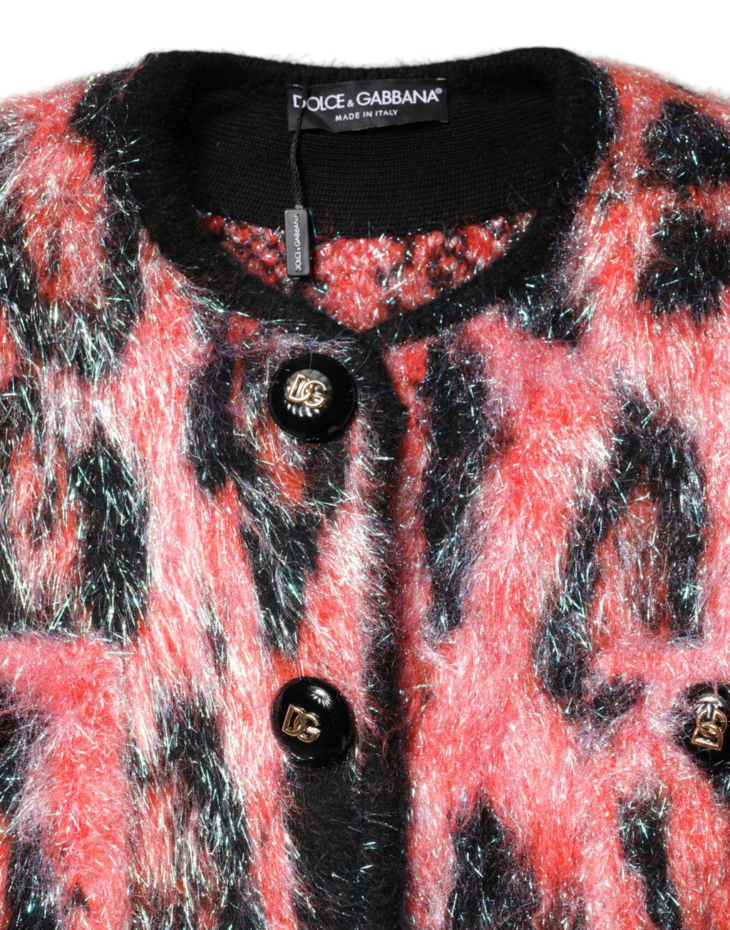 Red Mohair Wool Button Down Cardigan Sweater