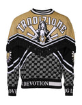 Multicolor Cotton Crew Neck Pullover Sweater