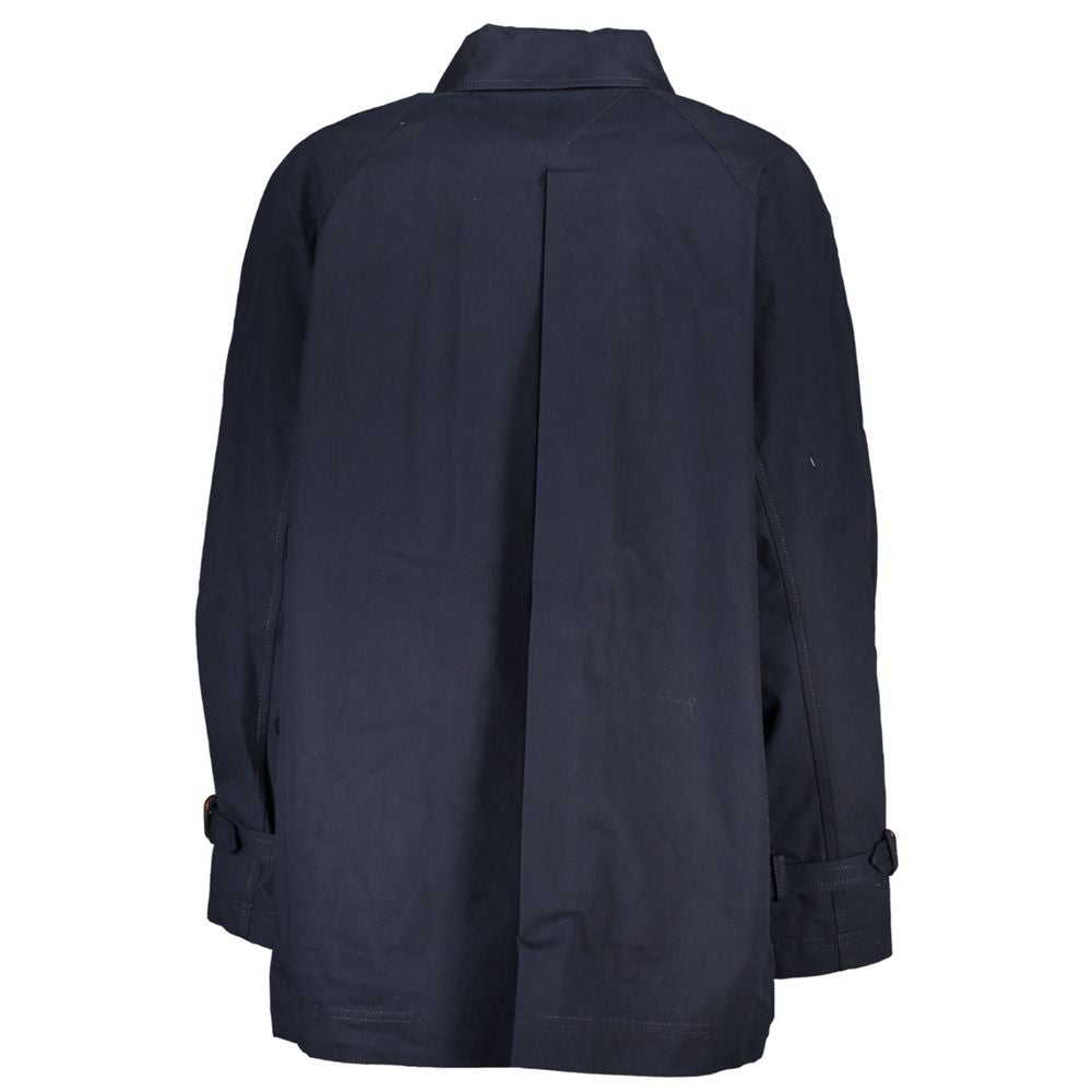 Blue Cotton Women's Trench Coat