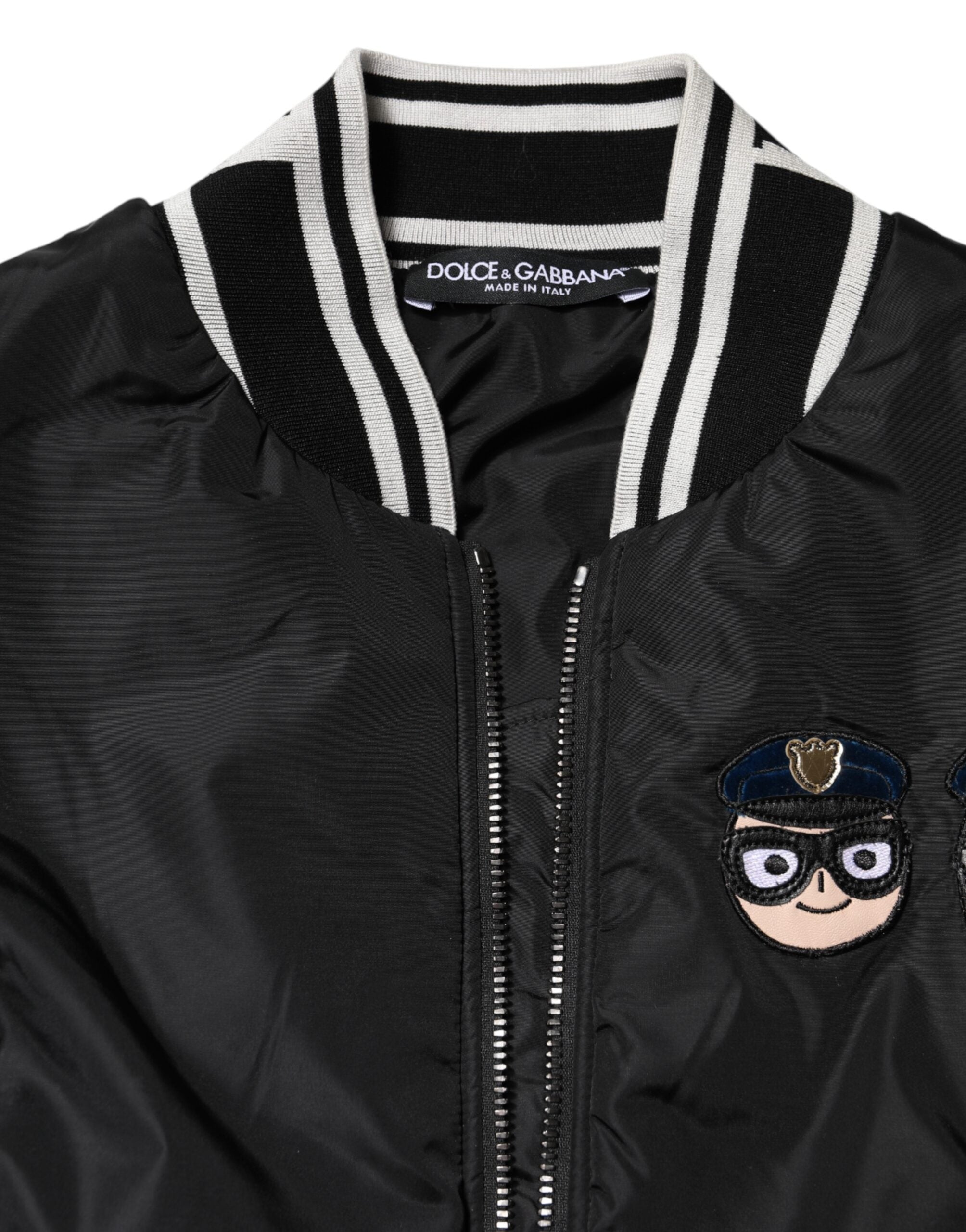 Black Nylon #DGFamily Full Zip Bomber Jacket