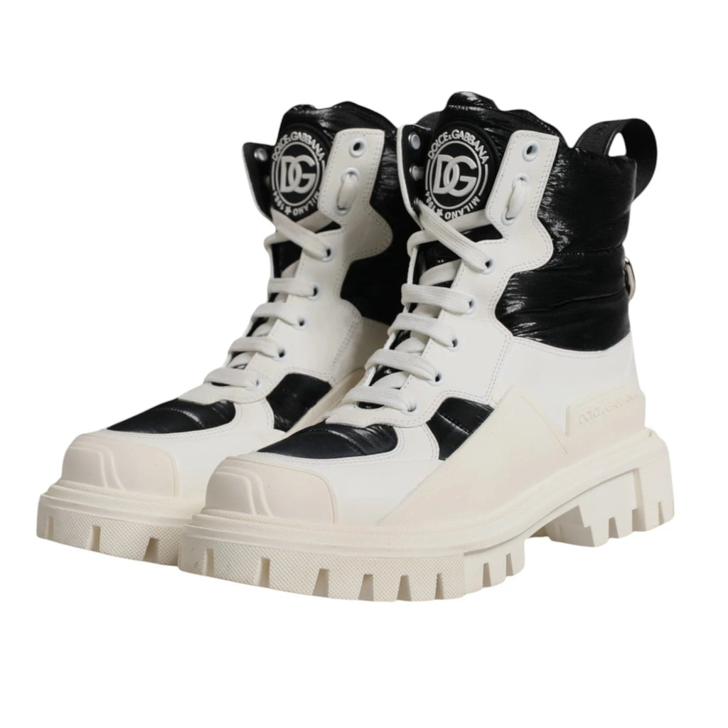White Padded Mid Calf Lace Up Boots Shoes