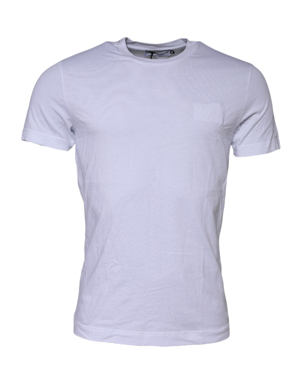 White Cotton Logo Patch Crew Neck T-shirt