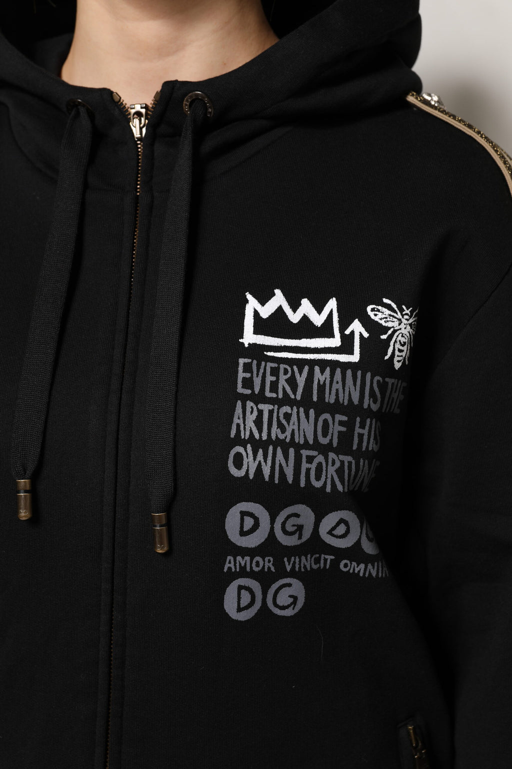 Black Logo Hooded Full Zip Sweatshirt Jacket