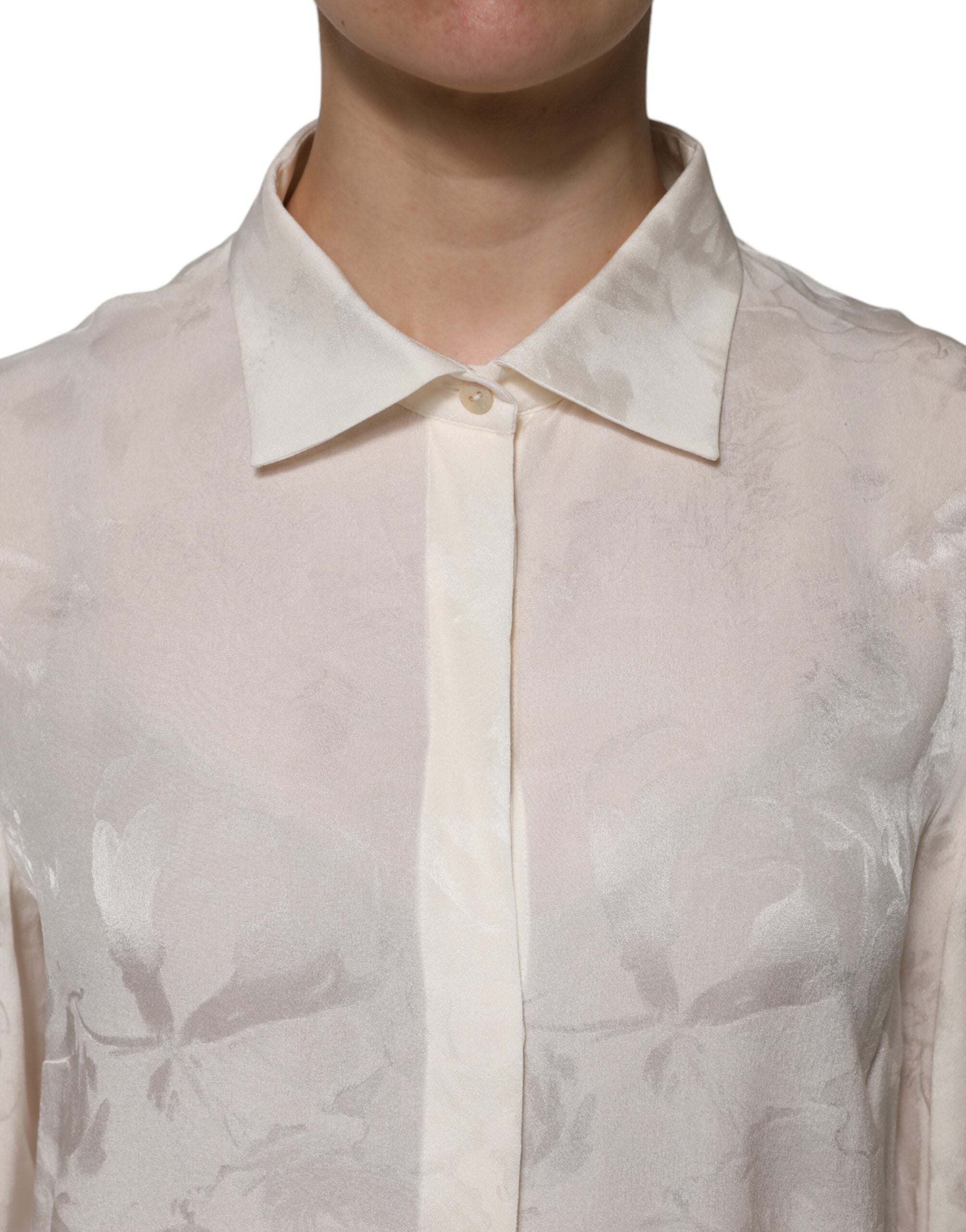 White Button Down Long Sleeves Blouse Top