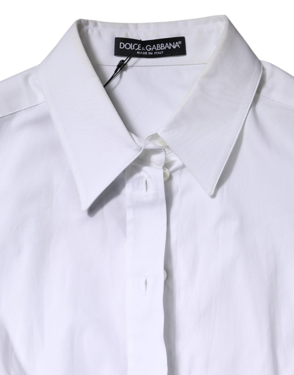 White Cotton Collared Long Sleeves Blouse Top