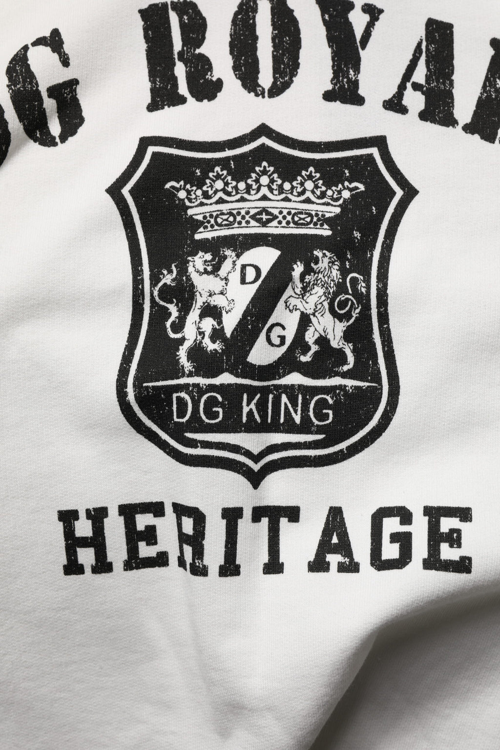White Cotton DG ROYAL Print Hooded Sweater
