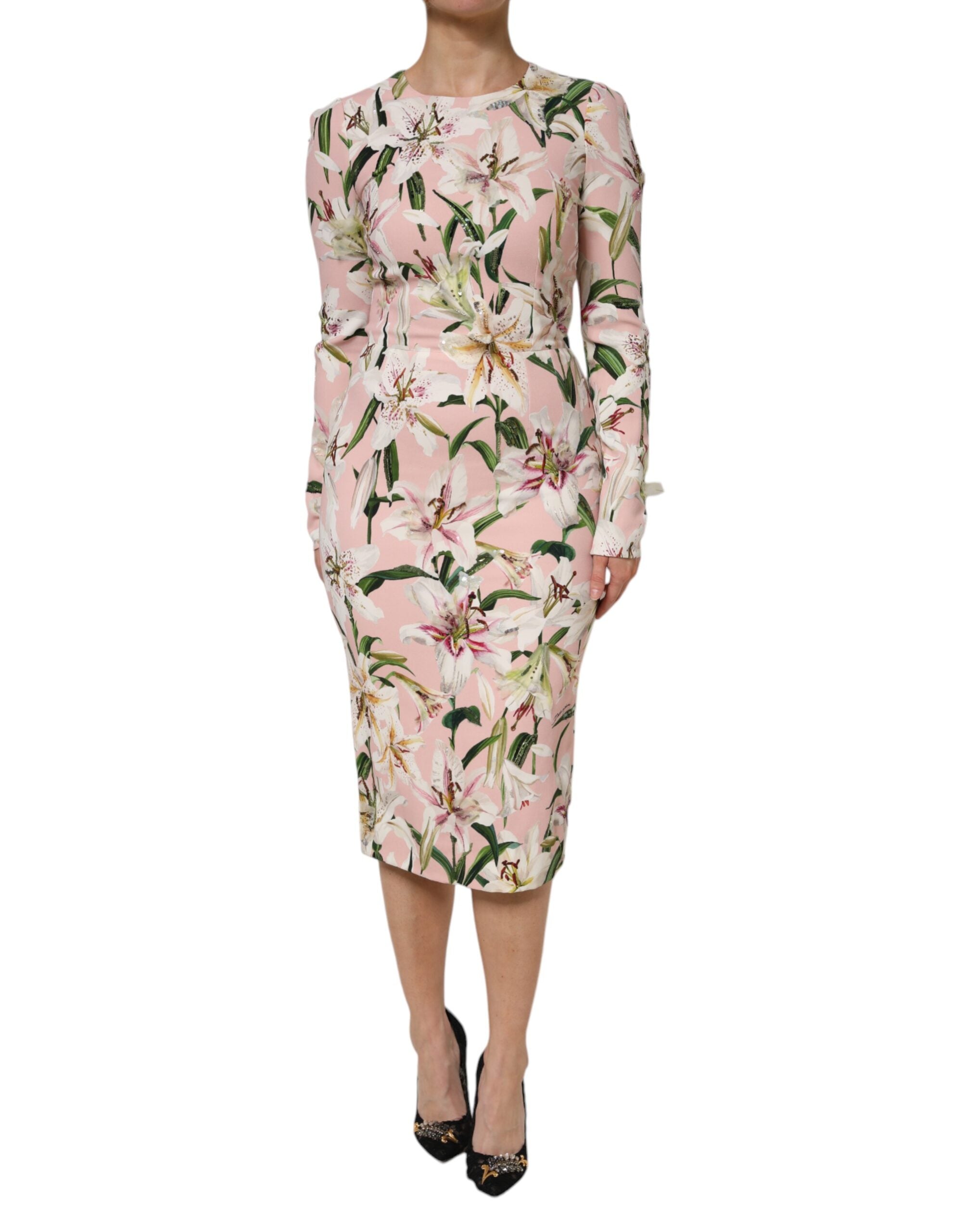 Pink Lily Viscose Sheath Stretch Midi Dress