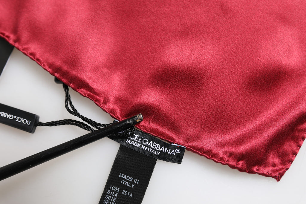 Red Solid Satin Silk Square Handkerchief Scarf