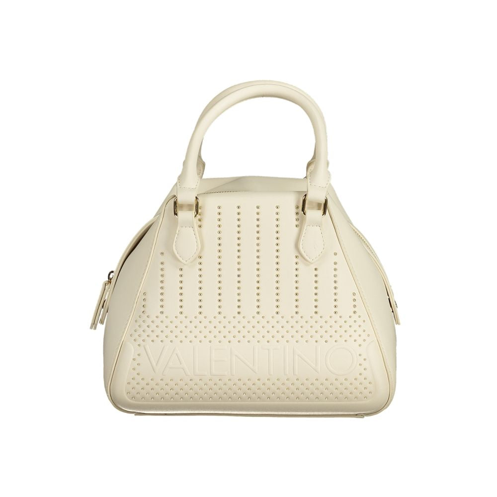 Bianco Polyurethane Women's Bag with Handles and Pocket