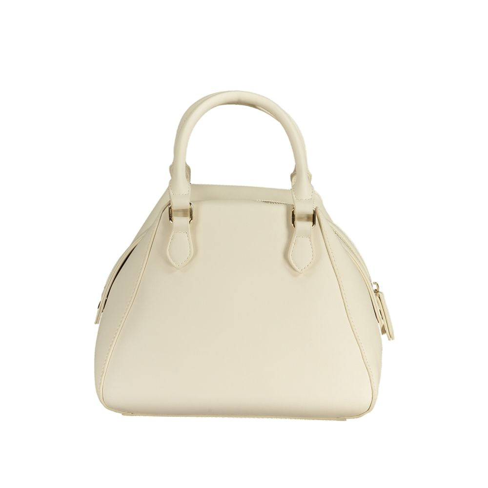 Bianco Polyurethane Women's Bag with Handles and Pocket