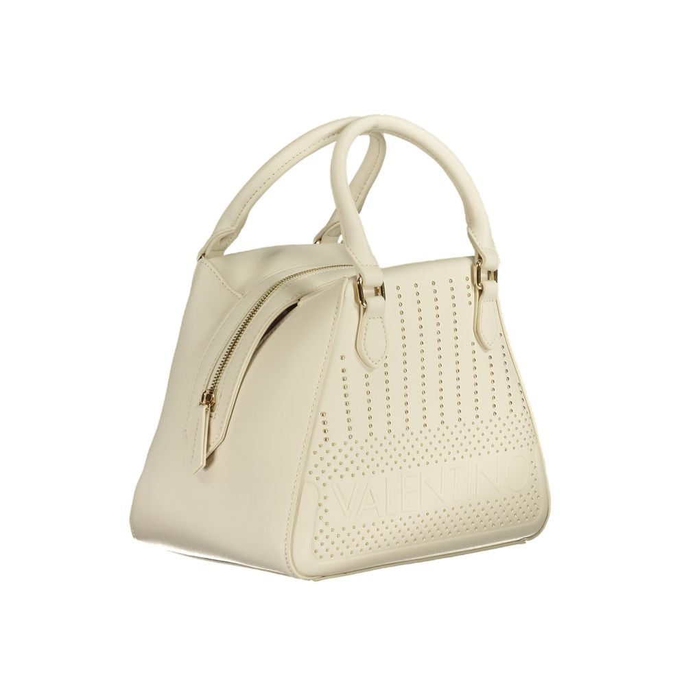 Bianco Polyurethane Women's Bag with Handles and Pocket