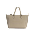 Beige Polyurethane Women's Bag with Adjustable Shoulder Strap