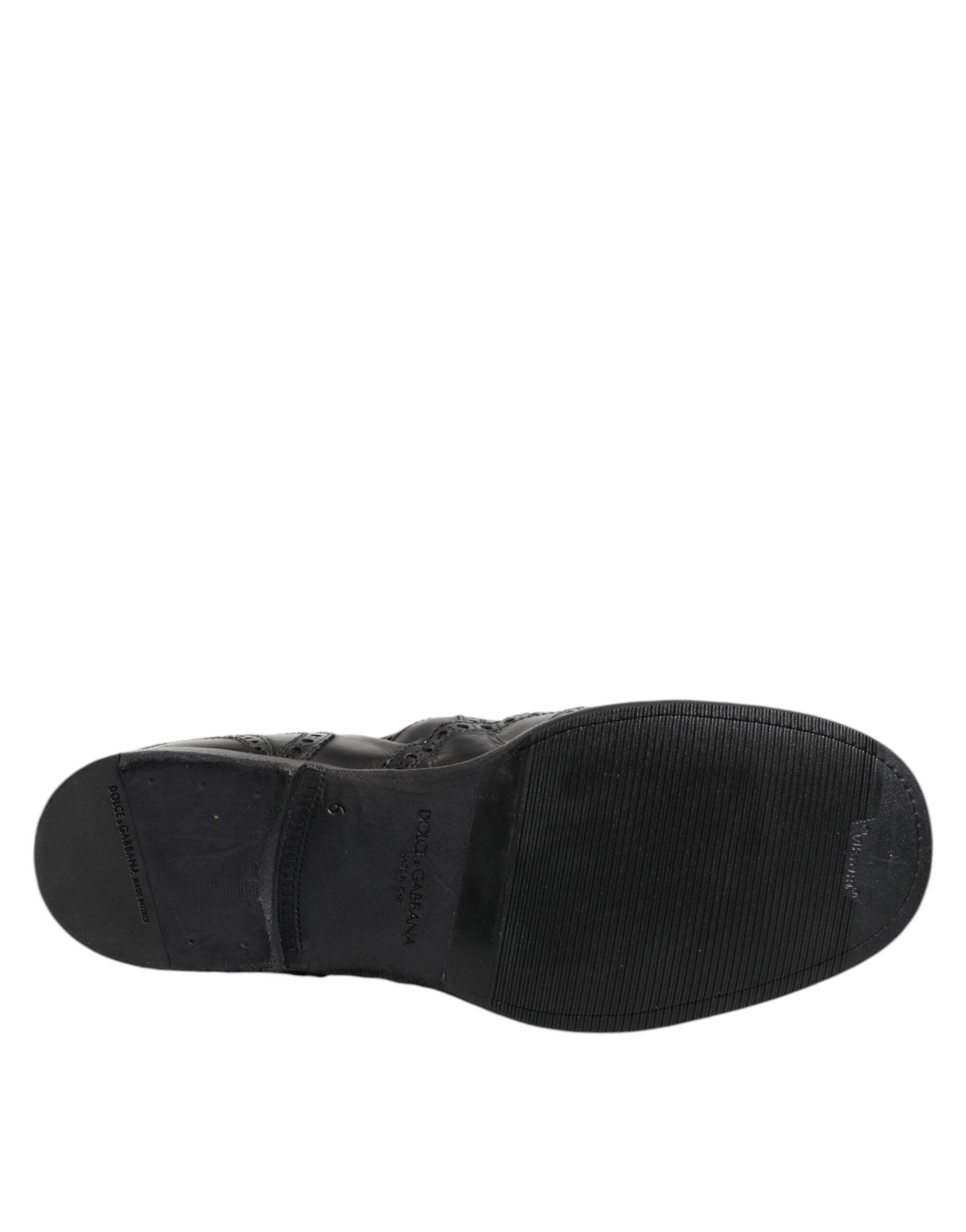 Black Leather Ankle Boots Slip On Shoes