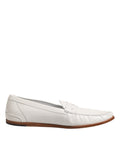 White Leather Loafers Moccasins Slip On Shoes