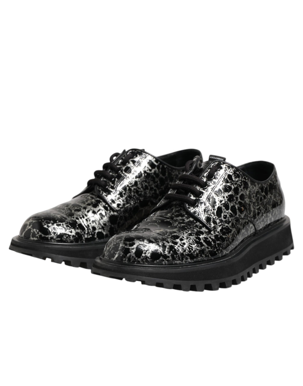 Black White Calfskin Chunky Derby Shoes