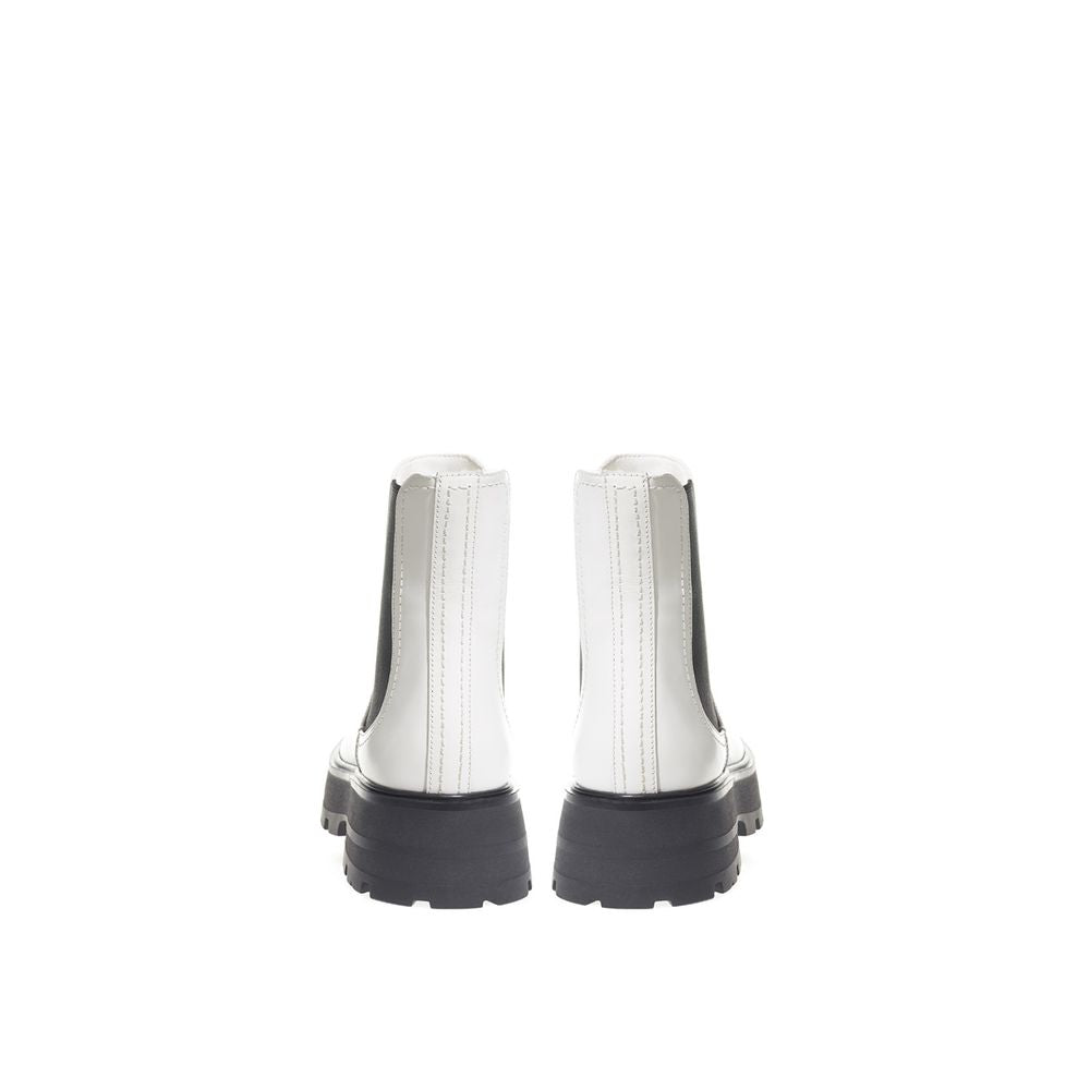 Black And White Leather Chelsea Boots