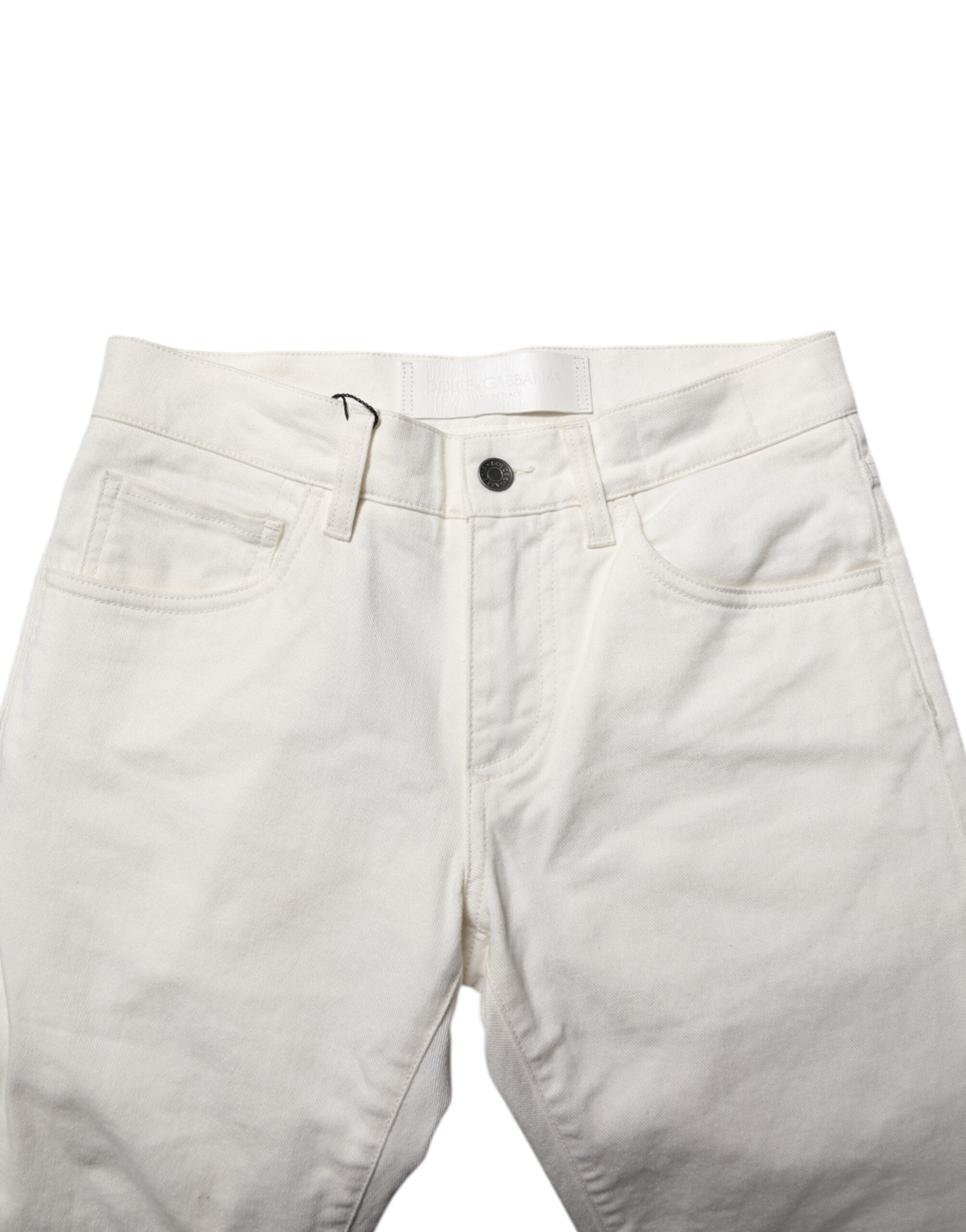 White Cotton Skinny Men Denim Jeans