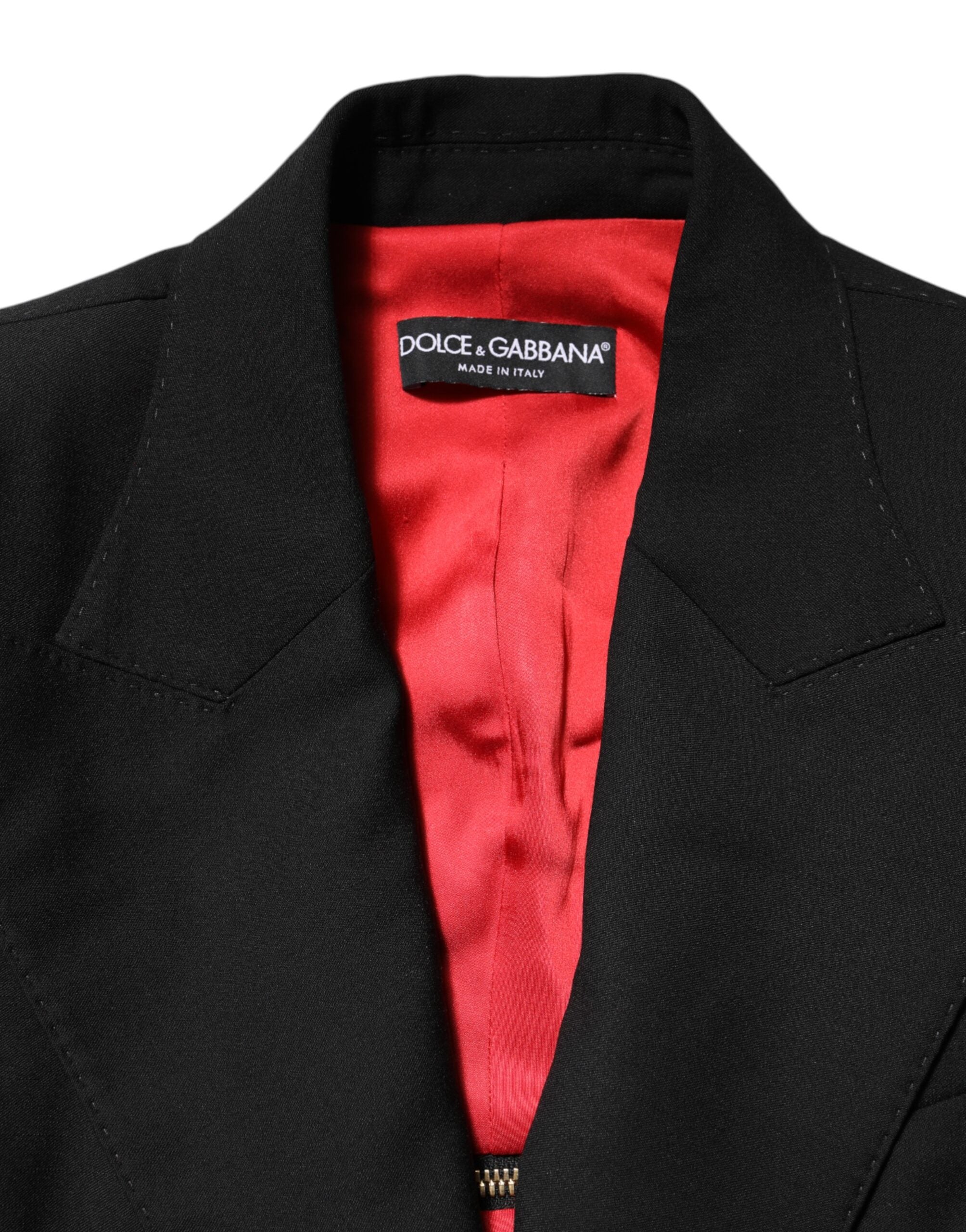 Black Wool Zipper Detailing Blazer Jacket