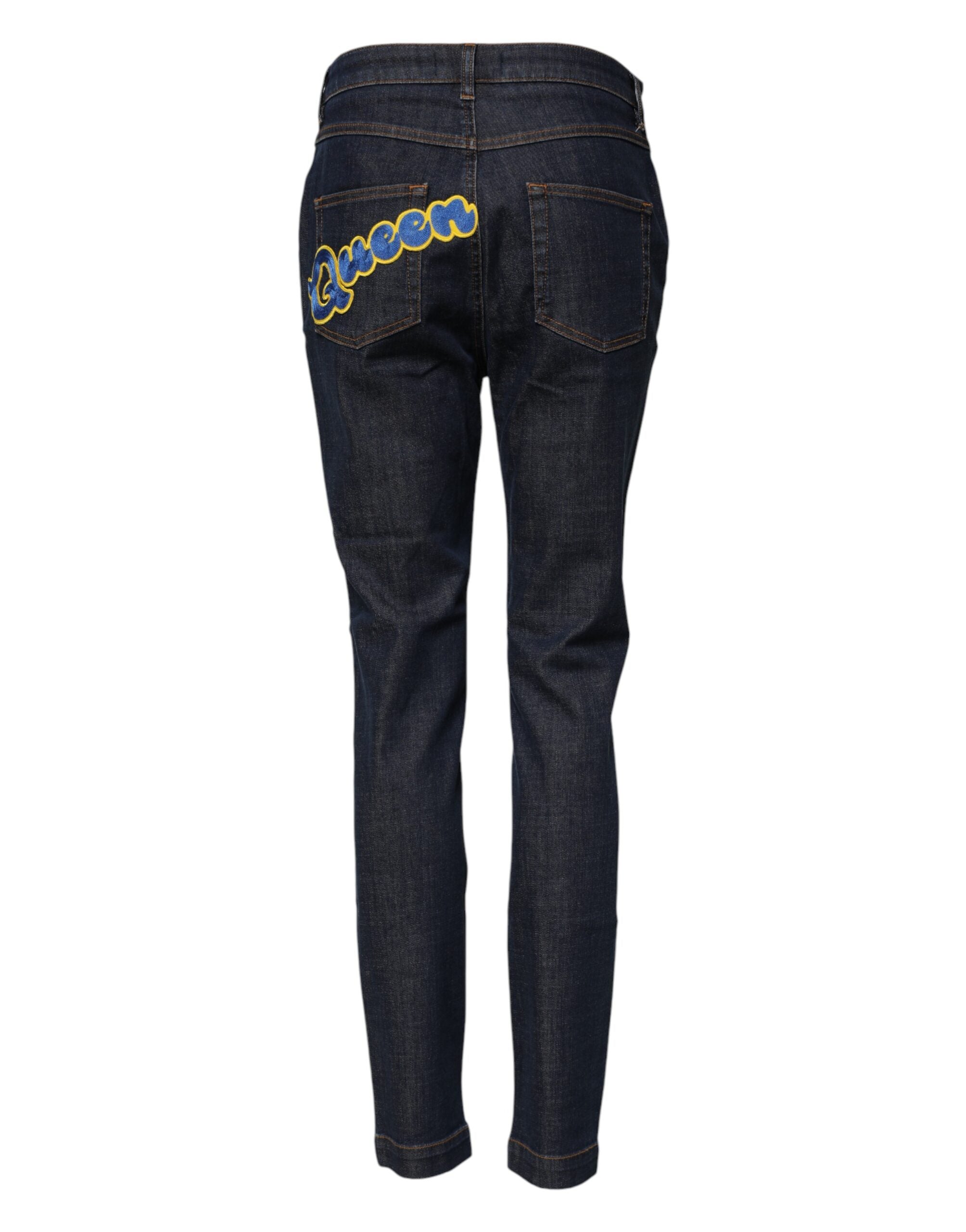 Blue Queen Patch AUDREY Mid Waist Denim Jeans